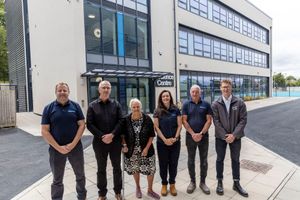 From left are Jamie Evans  Pave Aways Construction Director, Paul Jones, Chief Operating Officer for the Learning Community Trust, Councillor Shirley Reynolds, Victoria Ward, Pave Aways Quantity Surveyor, Nick Stevens, Pave Aways Site Manager and James Maxwell, BIT Group Projects Manager at Telford & Wrekin Council.