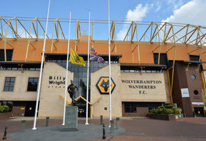 Flags fly at half mast at Molineux, Wolverhampton.