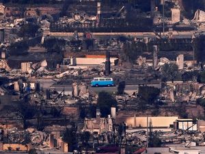 Supporting image for story: ‘It should have been toasted’: Retro blue VW van survives deadly LA wildfire