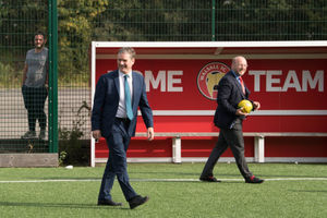 Labour leader Sir Keir Starmer (left) with MP Liam Byrne during a visit to Walsall FC. Photo: Stefan Rousseau/PA Wire.