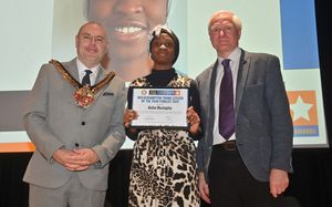 Mayor: Craig Collingswood and Awards Chairman Mel Eves with Aisha Mustapha