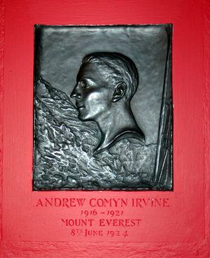 The Irvine plaque in the school chapel.