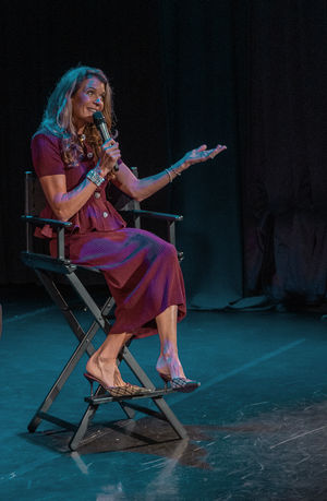 Annabel Croft regaling the Edge Arts Centre with stories from her life. Photo: Andy Brooks