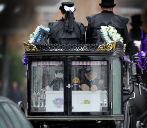 Teddies placed inside the carriage