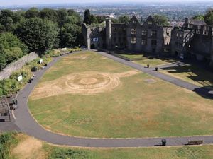 Supporting image for story: Warm weather causes strange markings to appear at Dudley Castle 