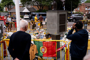 Tributes are laid for former Wolves player Diogo Jota at Molineux (Photo by Wolverhampton Wanderers FC/Wolves via Getty Images)