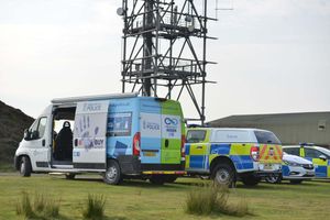 Investigators at the top of Brown Clee Hill