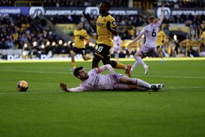 Jhon Arias fouls John Marquis to concede a penalty during the game FA Cup 3rd round game between Wolverhampton Wanderers and Shrewsbury Town at Molineux on 10th January 2026