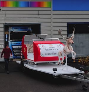 The new Santa sleigh is on its way from Sign & Poster to its first port of call at Sainsbury's.