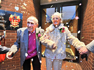 Supporting image for story: You can't hurry love! Sid, 97, marries toygirl Iris, 90, in Wolverhampton