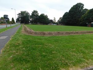 The mound installed around the field at Holmcroft Road earlier this year