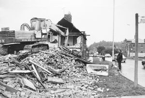 A JCB in action in King Street, Wellington, in October 1973.