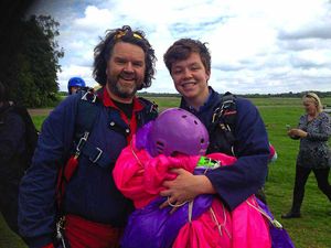 Sky's the limit - Alex with son Jack after his first skydive aged 16