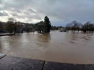 The River Wye in Builth Wells in flood