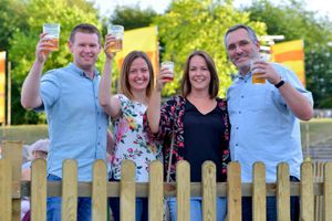 James Morris, Vicky Fisher, Sarah Morris and Stuart Fisher outside the tent