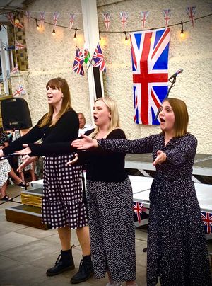 Some of the entertainment provided at the launch of the new tearoom in Llandrindod Wells. Credit Natalie Ellis