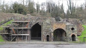 Work is taking place at the Bedlam Blast Furnaces, Ironbridge, to protect them with a canopy