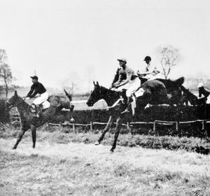 Alan, left, and Cyril take a jump.