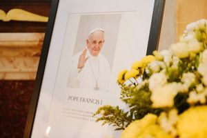 A service at Shrewsbury Cathedral on Easter Monday after the death of Pope Francis earlier in the day