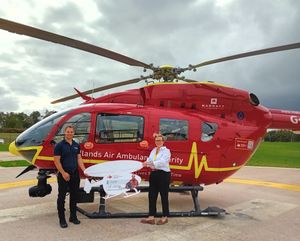 Tom Waters, Clinical Operations Manager with Midlands Air Ambulance Charity and Kate Hamilton, Agent at NFU Mutual in Telford