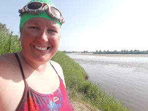 Supporting image for story: Shrewsbury nurse's swimming challenge thrown off course by weather