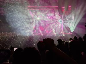 The ticker tape provides a fitting end to the show during Many of Horrors