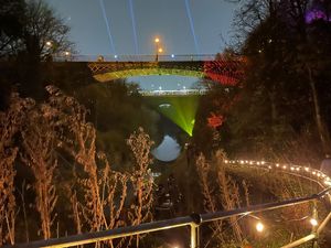 Brightly-coloured patterns were projected onto Smethwick Galton Bridge