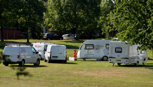 Caravans on land next to Sainsbury's in Brierley Hill