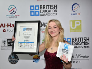 Supporting image for story: Former head girl picks up award for outstanding exam results