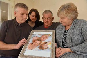 Emma's partner David Stevenson, her sister Wendy Peate and parents Clare and John Preece with a cherished picture of Emma