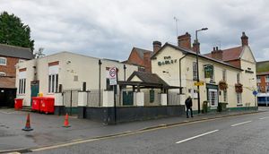 The scene outside the Barley Pub in Newport this morning.
