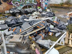 The flytipping on Little Edwards Street in Digbeth, Birmingham