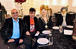 Nash Aujla and Gurcharan Bhujhangy with the Mayor of Walsall at Diwali Ball 