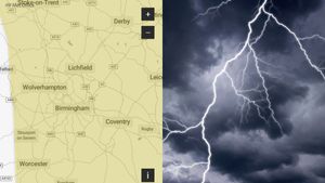 The Met Office thunderstorm warning area in the West Midlands.