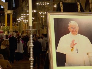 A picture of Pope Francis in Westminster Cathedral