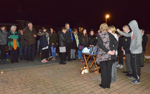 Family and friends gather for the memorial service in Wood Road, Lower Gornal 