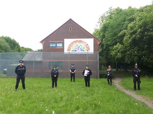 Supporting image for story: Rainbow display at Telford police station thanks to primary school pupils