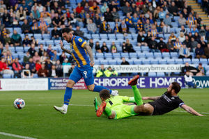 Ryan Bowman of Shrewsbury Town scores a goal to make it 2-1 (AMA)