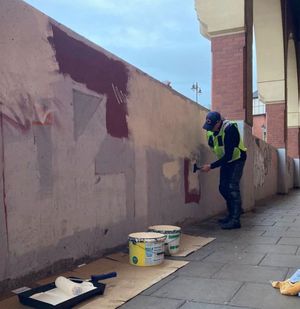 John Edwards, known as 'the sign guy', transformed a heavily graffitied walkway in Shrewsbury town centre