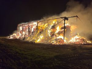 Supporting image for story: Barn ripped apart by fire near Bridgnorth - in photos