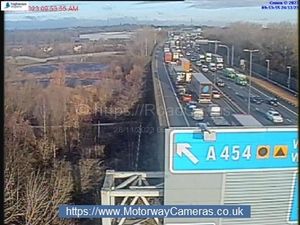 Supporting image for story: Three lanes reopen on M6 after crash causes long delays