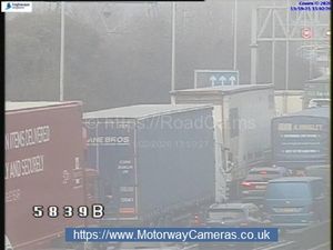 Emergency services are responding to an accident involving three heavy goods vehicles on the M6 southbound near Birmingham