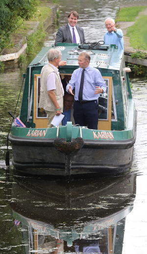 Simon Hart, Secretary of State for Wales, talks to North Shropshire MP, Owen Paterson, on his visit to Welshpool. Picture: Phil Blagg