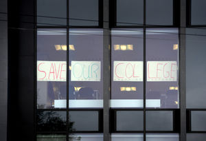 This sign was put up in the windows of Stourbridge College
