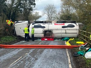 Supporting image for story: Shropshire firefighters rush to help deal with overturned milk tanker