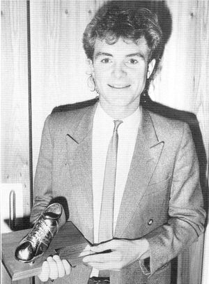 Cranie is presented with the man of the match award after his match-winning double for Wolves.