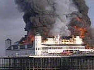 Supporting image for story: Fire rips through Weston pier