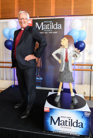 Bishop of Birmingham David Urqhuart at the premiere of Matilda The Musical at Birmingham Hippodrome. Photo by: Simon Hadley