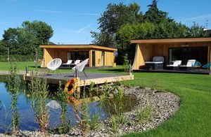 Garden rooms and pond at the inn