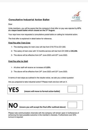 Union members will vote on whether or not they are prepared to strike for higher wages